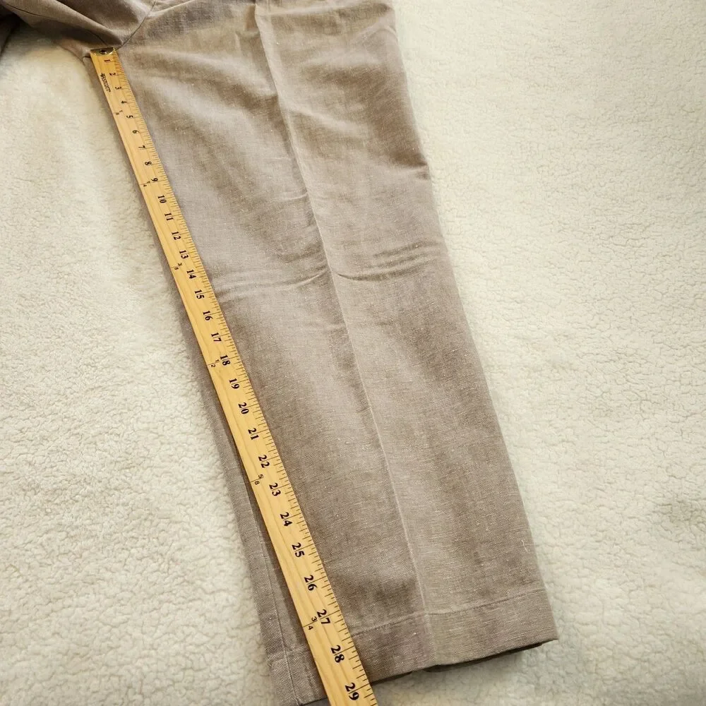 Vtg Roundtree & Yorke Mens Beige Linen Blend Gold Label Pleated Pants Size 38x29